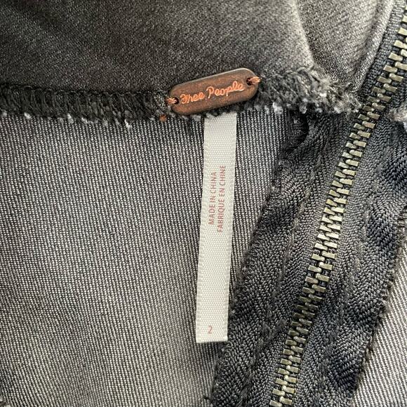 Free People Black Denim Mini Skirt 2 Livin it Up Belted Casual Pencil Straight - Picture 4 of 5